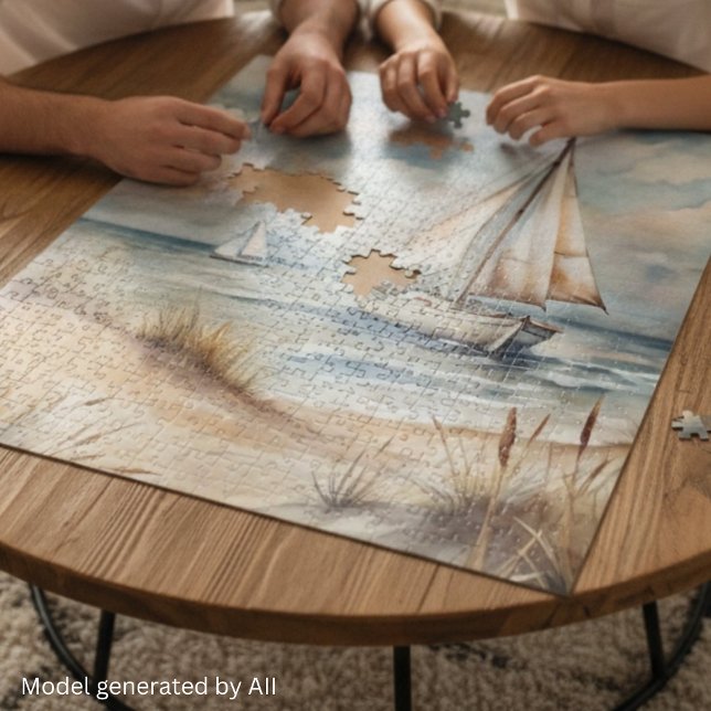 Puzzle Voile côtière aquarelle paisible (Créateur téléchargé)