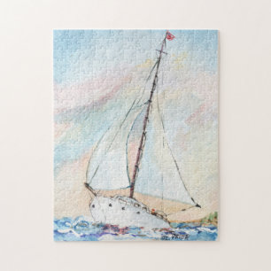 Puzzle Voilier à la peinture d'aquarelle de beaux-arts d