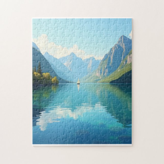 Puzzle Voilier sur un lac clair (Vertical)