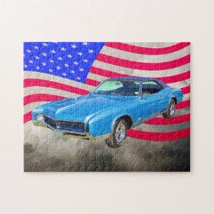 Puzzle Voiture 1967 de muscle de Buick Riviera et drapeau