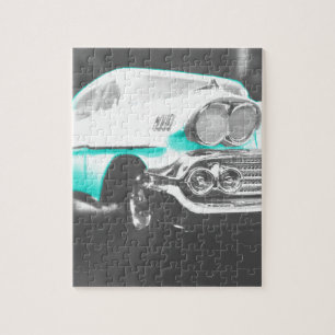 Puzzle voiture classique Chevrolet Impala 1958 bleu vif