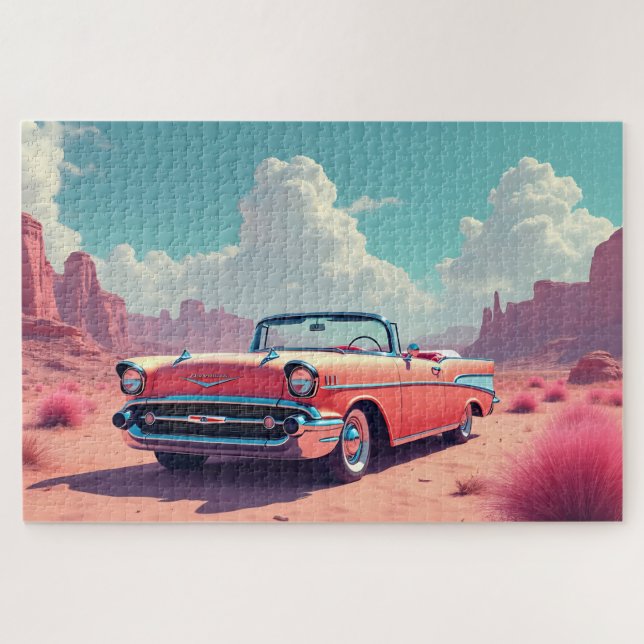 Puzzle Voiture Classique Dans Le Désert (Horizontal)
