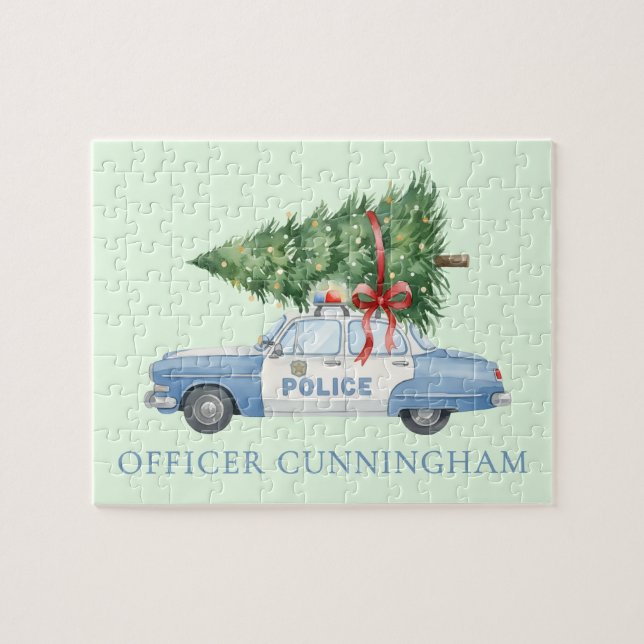 Puzzle Voiture d'arbre de Noël d'agent de police moderne  (Horizontal)