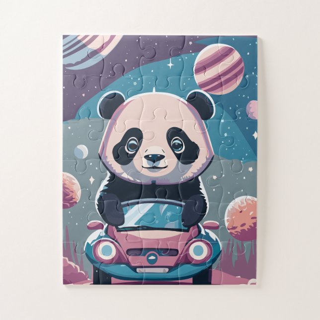 Puzzle Voiture de conduite Space Panda (Vertical)