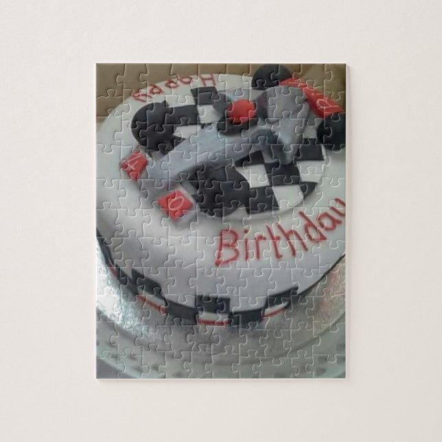 Puzzle voiture de course d'anniversaire heureuse (Vertical)