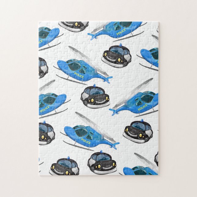 Puzzle Voiture de police et hélicoptère (Vertical)