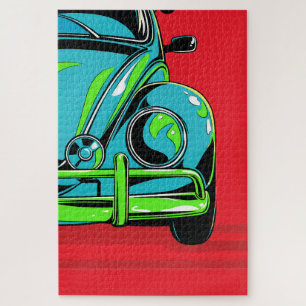 Puzzle Voiture de Sport Rétro Turquoise Avant Pop Art
