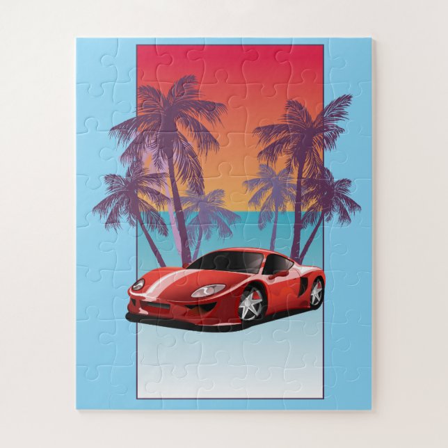 Puzzle Voiture de sport rouge vintage (Vertical)