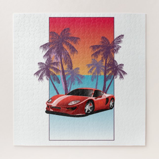 Puzzle Voiture de sport rouge vintage (Vertical)