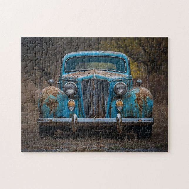 Puzzle Voiture Vintage bleu rustique (Horizontal)