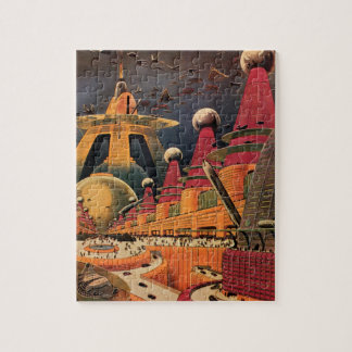 Puzzle Voiture volant vintage de science fiction futurist