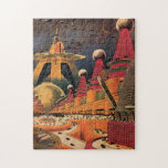 Puzzle Voiture volant vintage de science fiction futurist<br><div class="desc">illustration vintage image de science-fiction voyage et transport avec un livre classique retro sci fi milieu urbain avec une ville de l'avenir. Les bâtiments architecturaux sont en forme de cônes et les véhicules volent dans le ciel comme des oiseaux tandis que la foule se déplace à travers la métropole.</div>