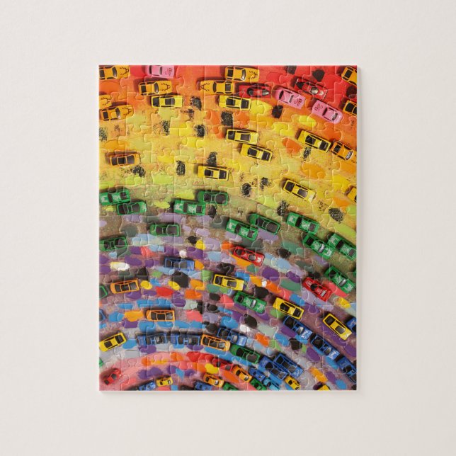Puzzle Voitures de jouet d'arc-en-ciel (Vertical)