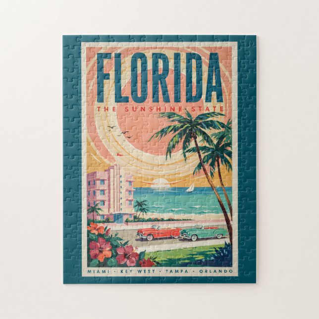 Puzzle Voitures de la côte de Floride Illustration Art de (Vertical)