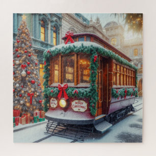 Puzzle Voiturette de Noël Vintage en Neige