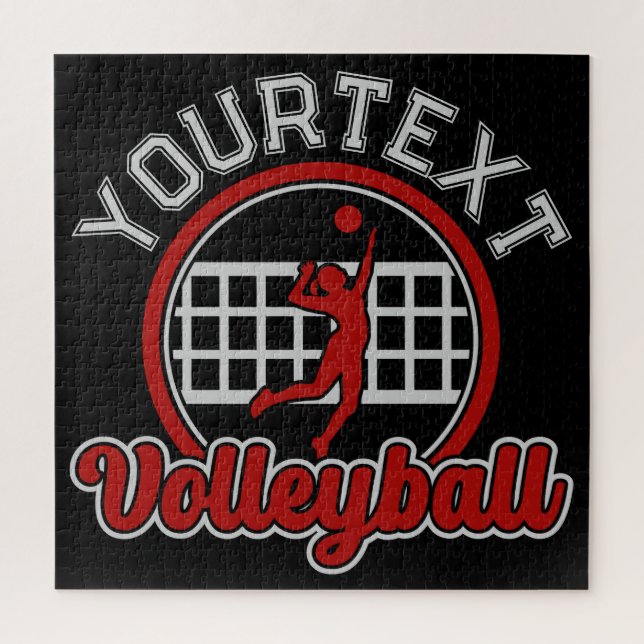 Puzzle Volleyball AJOUTER LE NOM Spike Ball Attaque Équip (Vertical)