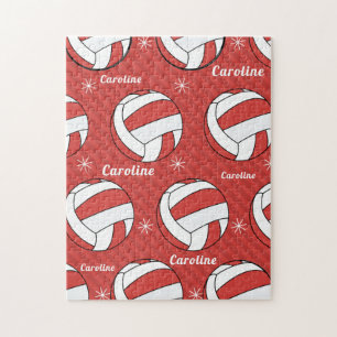 Puzzle Volleyball Ball Neige Rouge Festif Vibrant Enfants