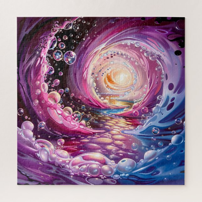 Puzzle Vortex bouillonnant en rose, bleu et violet (Vertical)