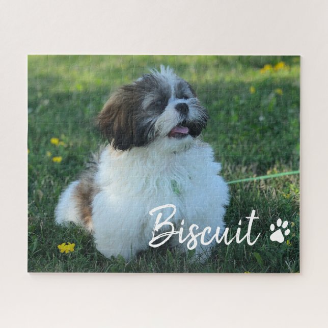 Puzzle Votre chien Nom Script Photo personnalisée (Horizontal)
