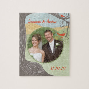 Puzzle Votre Mariage Photo Cute Wood Grain Tree Birds