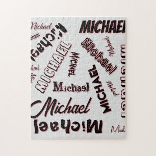 Puzzle Votre nom motif monogramme rose couleur ombre