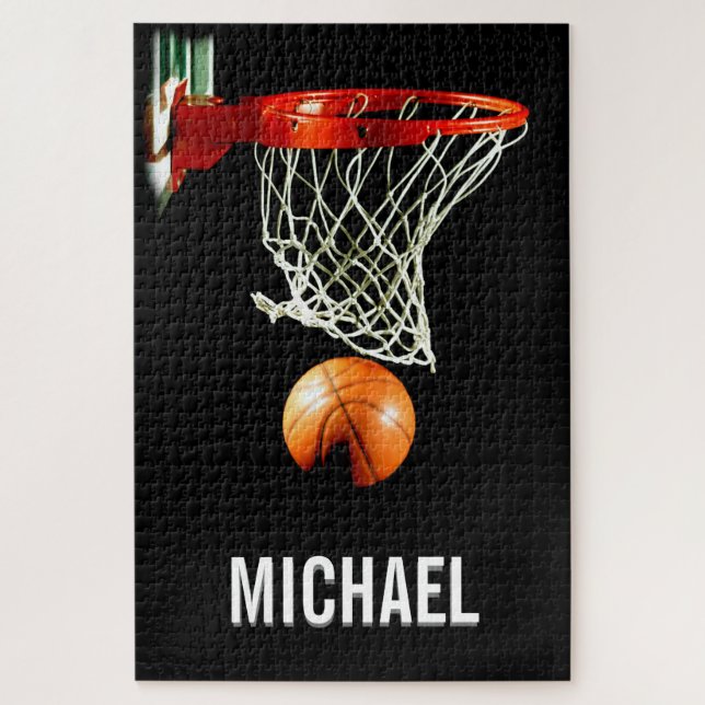 Puzzle Votre nom personnalisable Basketball Artwork (Vertical)