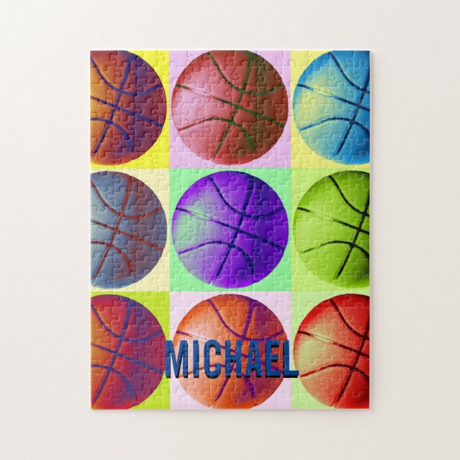 Puzzle Votre nom personnalisable Basketball Artwork Pop A (Vertical)