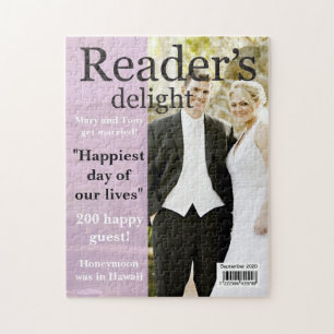 Puzzle VOTRE PHOTO, TEXTE Fun faux magazine couverture,