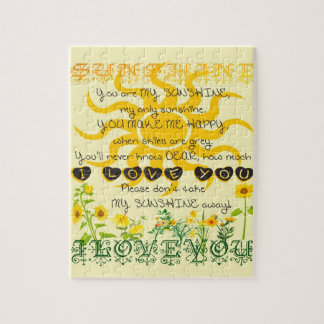 Puzzle Vous êtes mon soleil en jaune avec des coeurs
