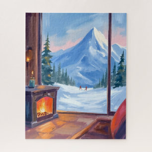 Puzzle Voyage à ski   Aquarelle hivernale de la maison de