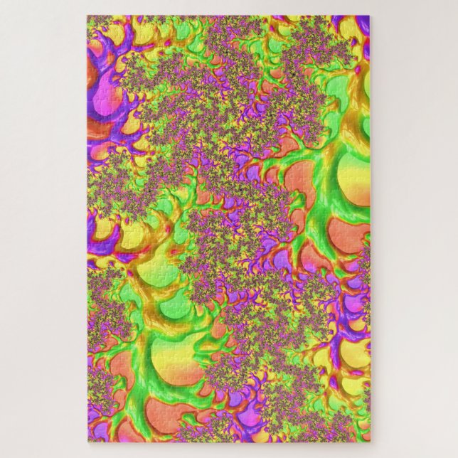 Puzzle Voyage acide coloré psychédélique abstrait fractal (Vertical)