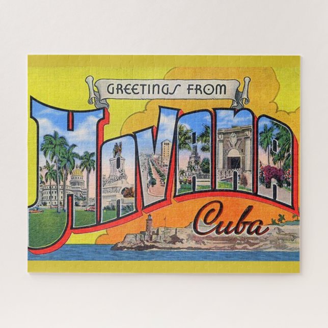 Puzzle Voyage Cuba vintage - Salutations de La Havane (Horizontal)