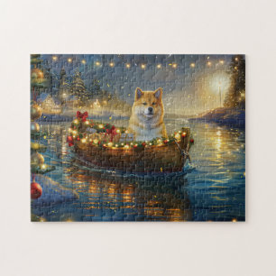 Puzzle Voyage de fête de Noël Akita Américain