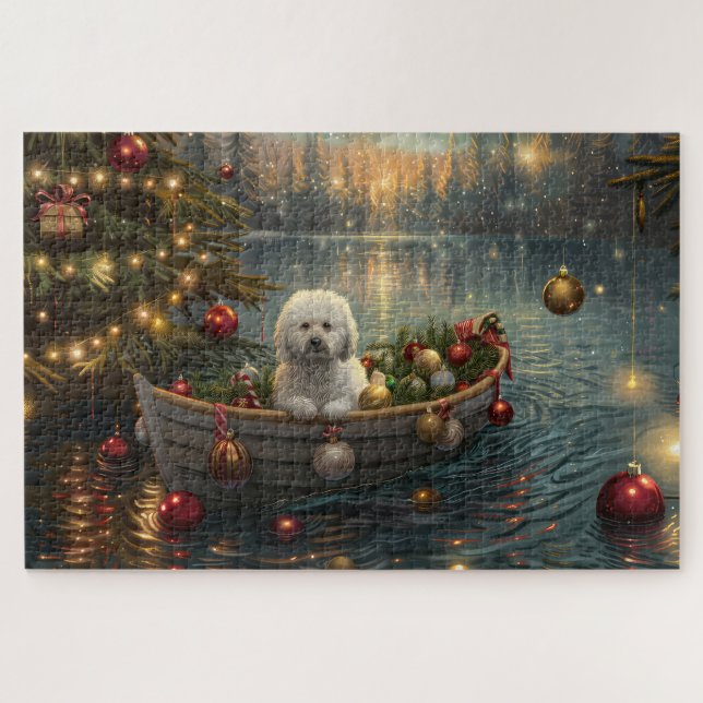 Puzzle Voyage de fête de Noël Bichon Frise (Horizontal)