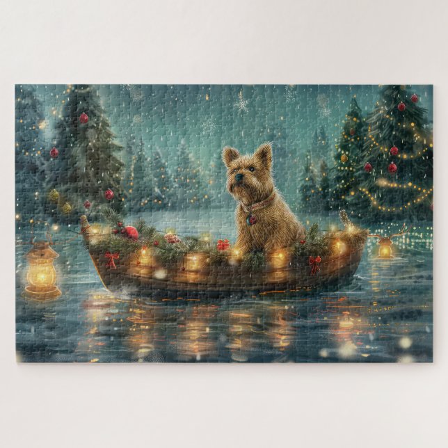 Puzzle Voyage de fête de Noël du Cairn Terrier (Horizontal)