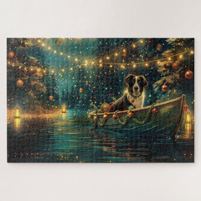 Puzzle Voyage de Noël Festif Border Collie (Horizontal)
