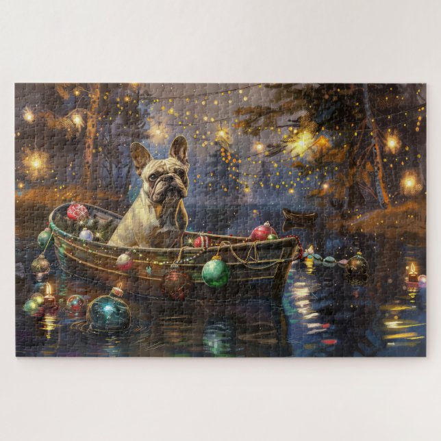 Puzzle Voyage de Noël Festif de Bouledogue Français (Horizontal)