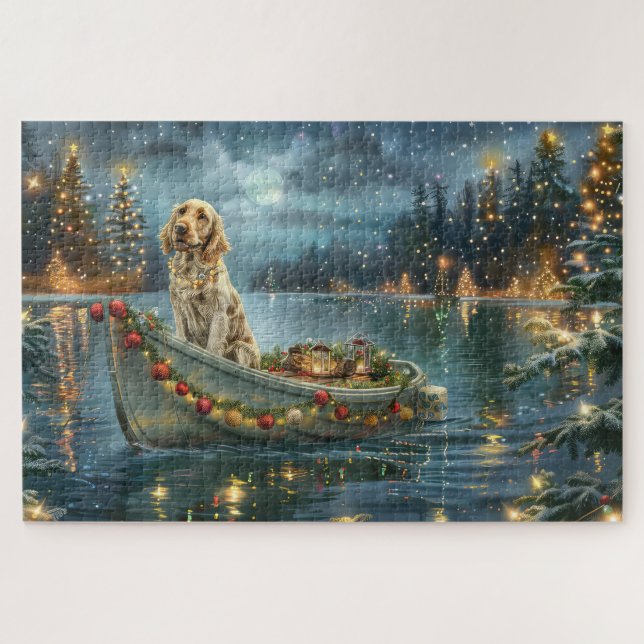 Puzzle Voyage de Noël Festif de Setter Anglais (Horizontal)