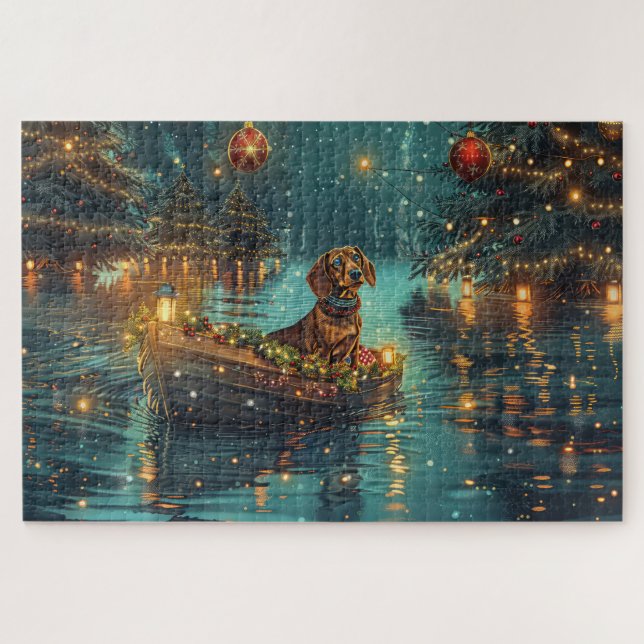 Puzzle Voyage de Noël festif du teckel (Horizontal)