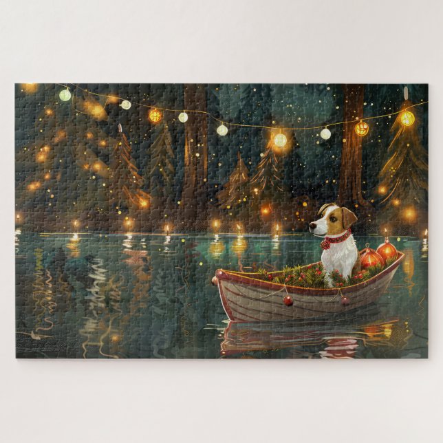 Puzzle Voyage de Noël Festif Jack Russell (Horizontal)