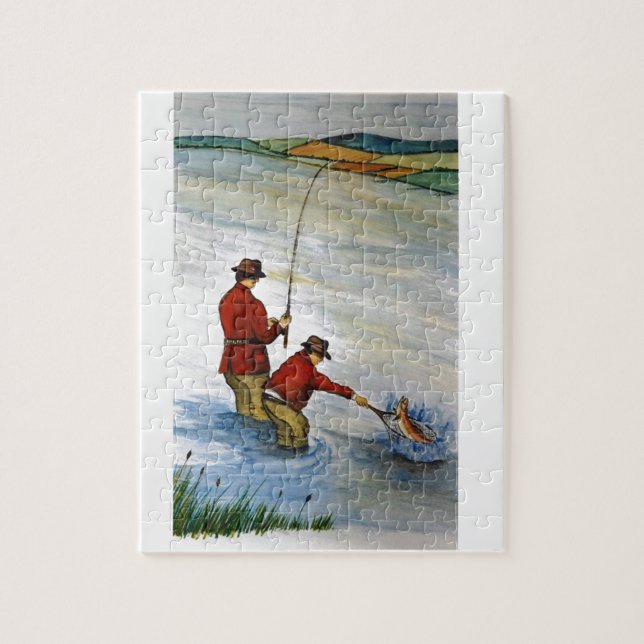 Puzzle Voyage de pêche père et fils (Vertical)