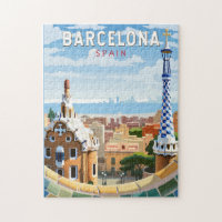 Voyage en Espagne à Barcelone Art Vintage