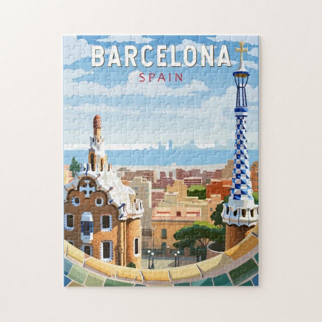 Puzzle Voyage en Espagne à Barcelone Art Vintage (Vertical)