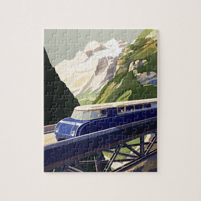 Puzzle Voyage ferroviaire en Europe vintage (Vertical)