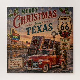 Puzzle Voyage nocturne de Noël au Texas BBQ sur la Route 