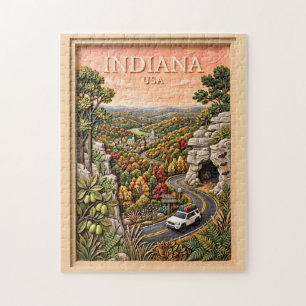 Puzzle Voyage Rétro à travers la Nature dans l'Indiana su