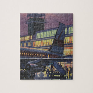 Puzzle Voyageurs d'affaires vintages en avion à l'aéropor