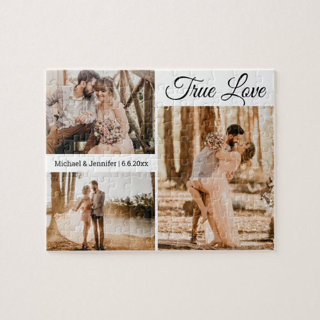 Puzzle vrai amour, 3 photos collage mariage valentines (Horizontal)