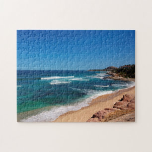 Puzzle Vue aérienne des touristes marchant sur la plage