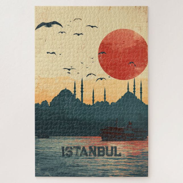 Puzzle Vue classique du coucher de soleil Istanbul Turqui (Vertical)